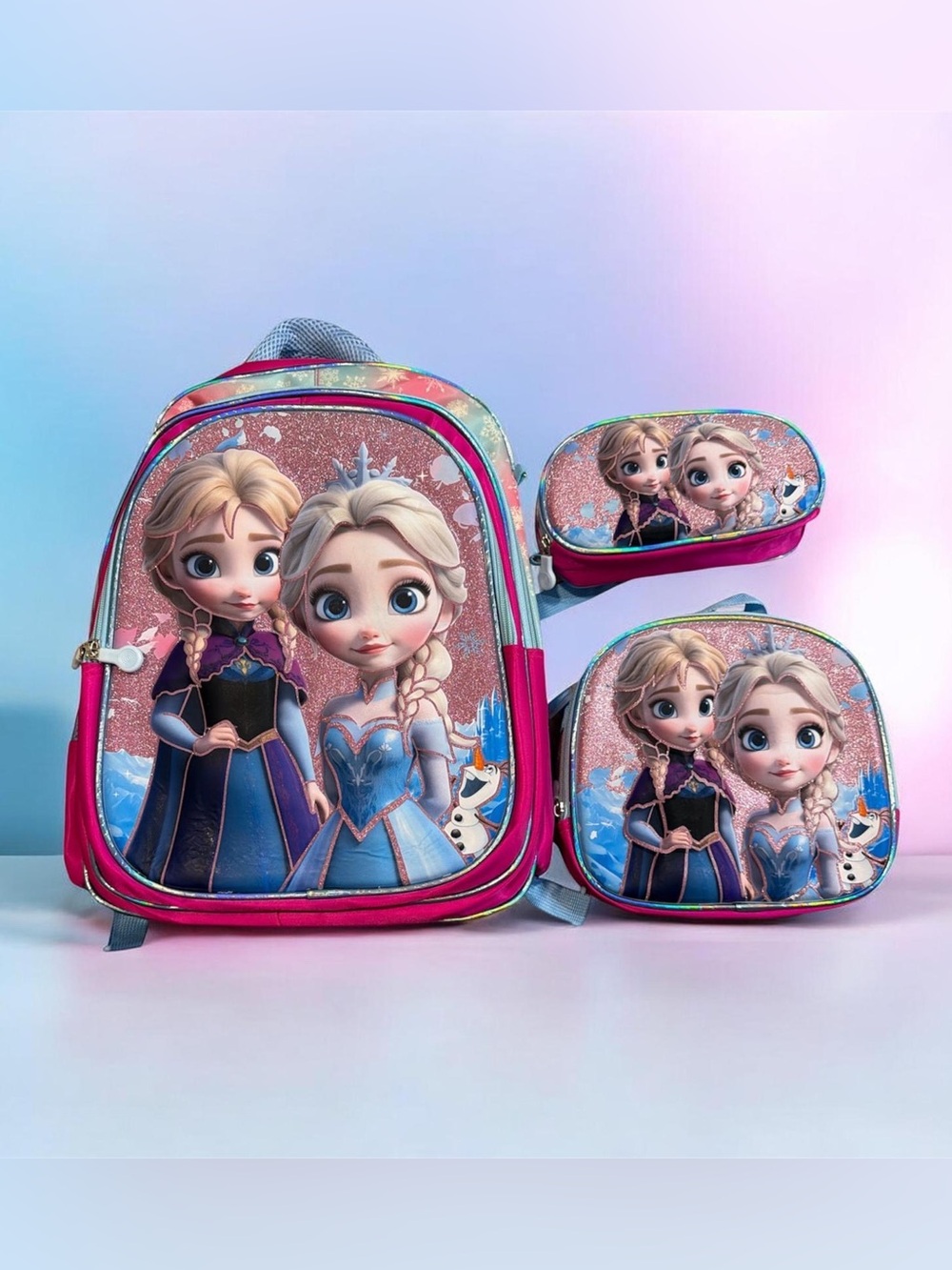Frozen Kids Backpack Set with Elsa & Anna - Pink/Blue